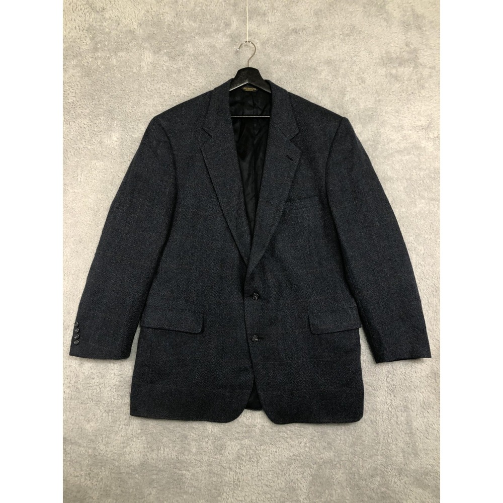 VTG Hunter Haig Blazer Mens Size 44 Blue 100% Pure Wool Made in USA